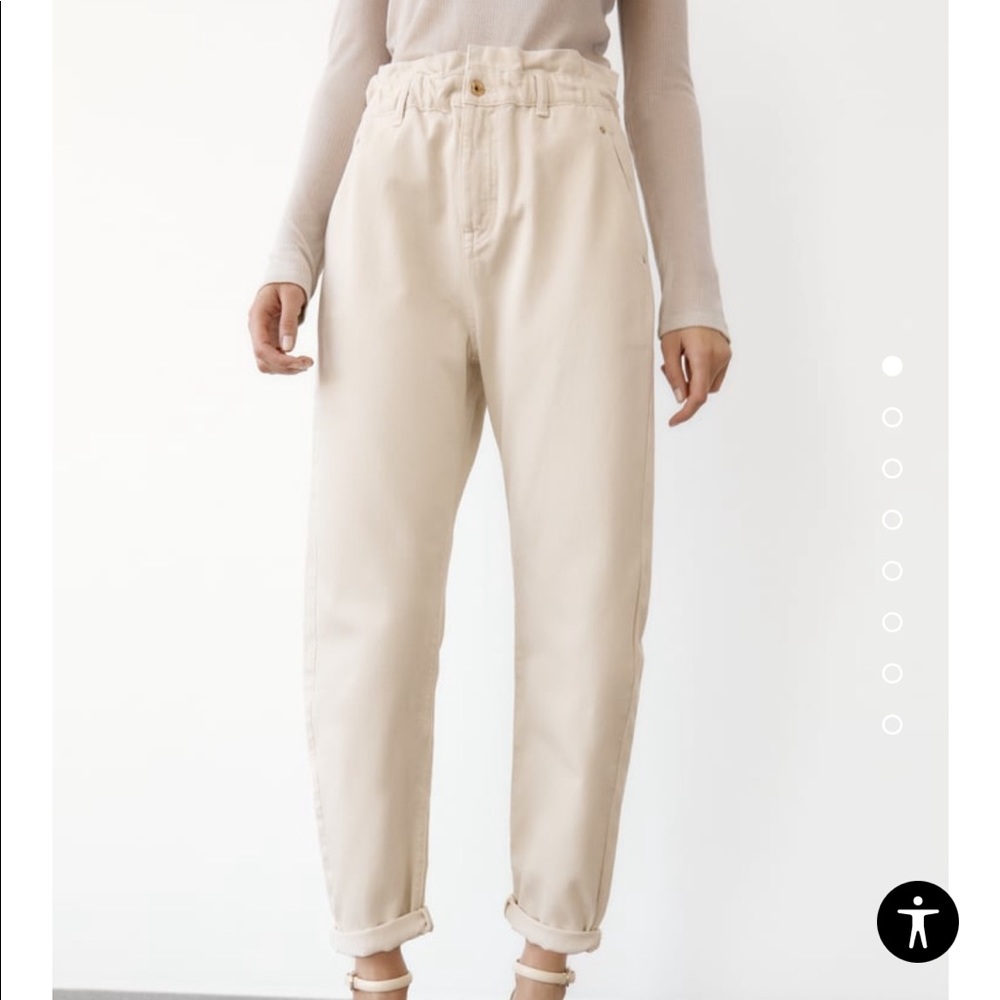 Zara cream paperbag jeans - size 2!
